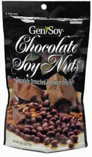 CHOC. CVRD SOY NUTS 8OZ 12/CS 1 from GENISOY PRODUCTS CO.