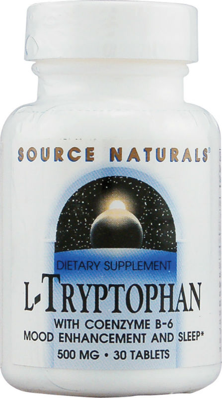 SOURCE NATURALS BONUS: L-Tryptophan 500mg with Coenzyme B-6 30 Plus 30 Tablets
