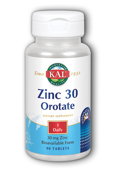 Kal: Zinc 30 Orotate 30 mg 90 ct Tablet
