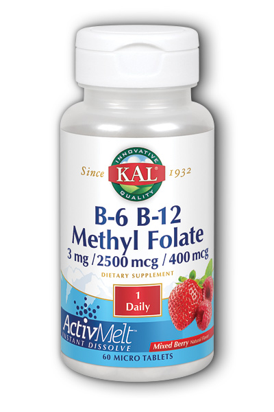 KAL: B-6 B-12 Methyl Folate ActivMelt (Mixed Berry) 60 ct Loz