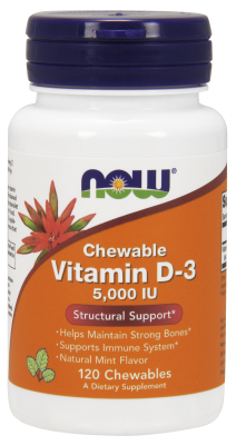 NOW: Vitamin D-3 5000IU Chewable 120 LOZ Mint Flavor