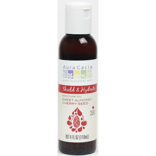 AURA CACIA: Body & Massage Oils Shield & Hydrate Sweet Almond Plus Cherry Seed Oil 4 oz