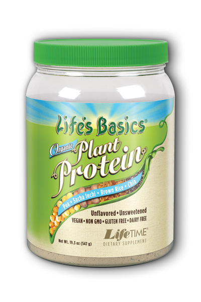 Life Time: Life's Basics Organic Plant Protein 16.4 oz Unflavored Unsweetened