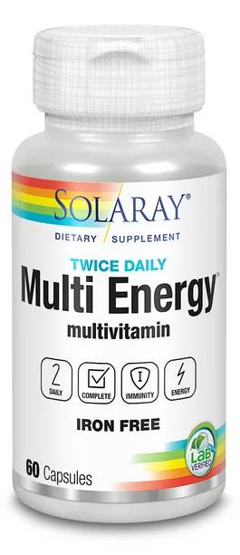 Solaray: Twice Daily Multi Energy Iron-Free 60ct