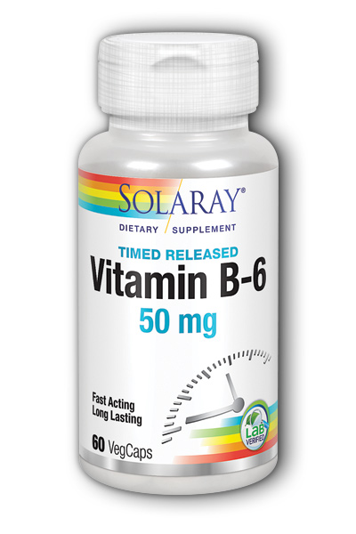 Solaray: Vitamin B-6 50mg Timed Release 60 Vegetarian Caps two-stage TR