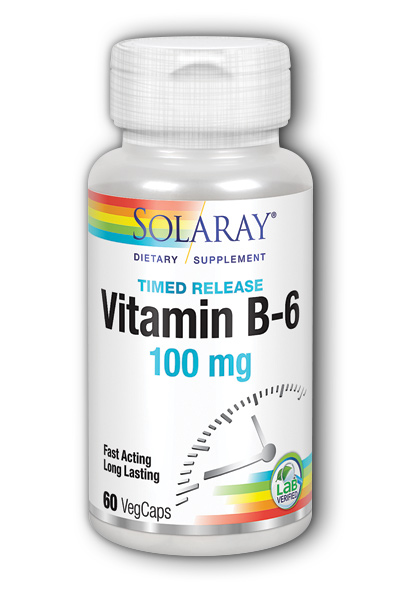 Solaray: Vitamin B-6 100mg Timed Release 60 Vegetarian Caps two-stage TR
