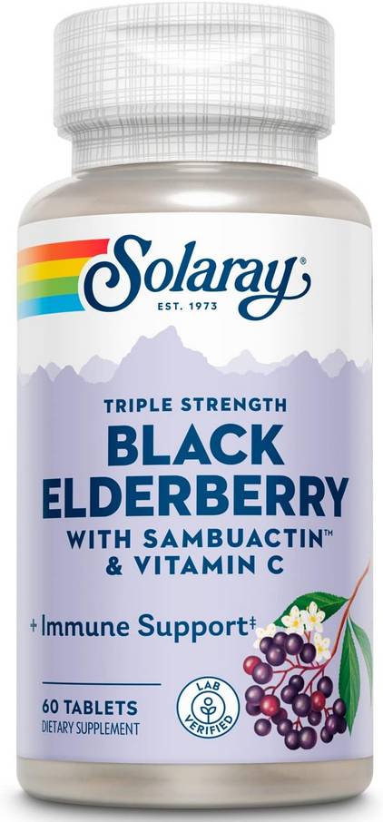 Solaray: Black Elderberry Extract Triple Strength 1200mg With SambuActin 60ct