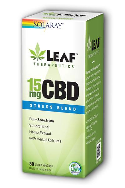 Solaray: Leaf Therapeutics CBD 15mg Stress Blend 30 Liquid VegCaps