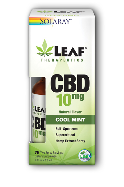 Solaray: Leaf Therapeutics CBD 10mg Cool Mint Spray 1 fl oz