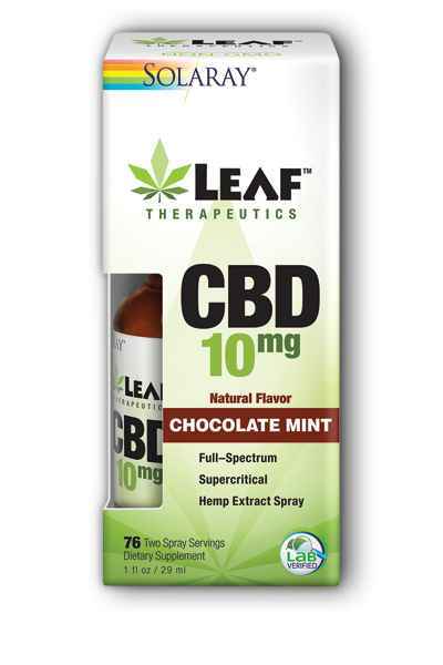 Solaray: Leaf Therapeutics CBD 10mg Chocolate Mint Spray 1 fl oz