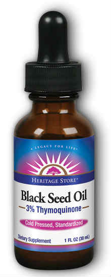 Heritage Store: Black Seed Oil 3% Thymoquinone Gluten Free Immunity Drops Natural (Btl-Glass) 1oz 30ct