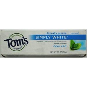 TOM'S OF MAINE: Anticavity Flouride Toothpaste-Clean Mint Simply White Paste Trial 0.9 oz