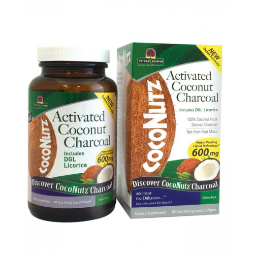 CocoNutz Activated Coconut Charcoal with DGL Licorice 60 softgel, 0