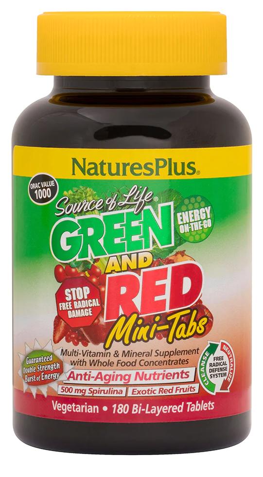 Natures Plus: Source Of Life Green And Red Bi-Layer 180 Mini-Tabs