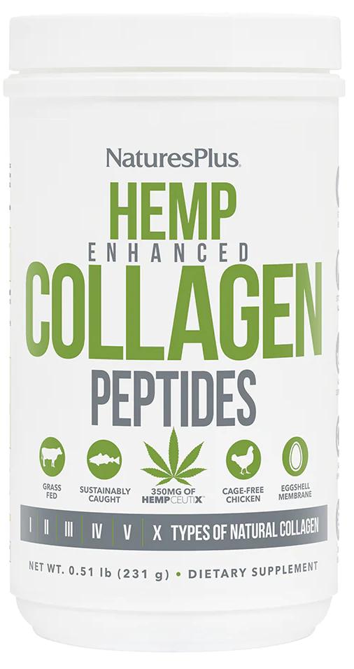 Natures Plus: Hemp Enhanced Collagen Peptides Powder 0.51lb
