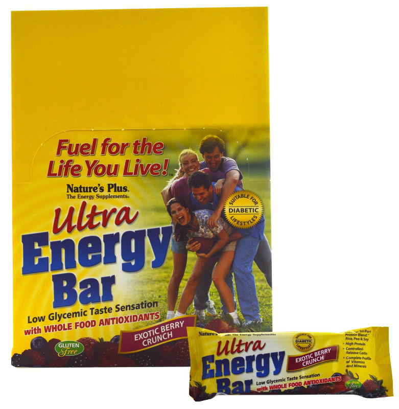 Natures Plus: Exotic Berry Crunch Ultra Energy Bar 12 Per Box