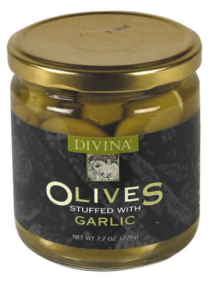 OLIVES,GRN STFD W/GARLIC Case of 6 / 7.7 OZ from DIVINA