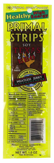 MEATLESS JERKY,TEXAS BBQ Case of 24 / 1 OZ from Primal Strips