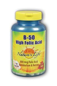 Natures Life: High Folic Acid B-50 100ct