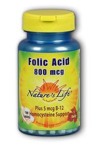 Natures Life: Folic Acid 800 mcg 100ct