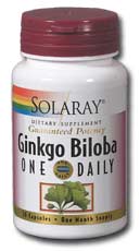 Solaray - One daily ginkgo biloba extract 30 Cap 120mg