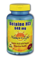 Natures life - Betaine hcl, 648 mg 100ct