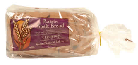 BREAD,SPELT RAISIN Case of 6 / 29 OZ from Berlin Natural Bakery Inc