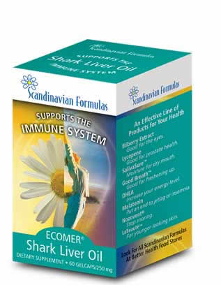 Ecomer Shark Liver Oil 250mg 60 caps from SCANDINAVIAN FORMULAS