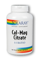 Solaray: Cal-Mag Citrate 1-1 180ct