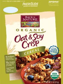 CEREAL,OAT & SOY CRISP Case of 6 / 14.5 OZ from Back To Nature (Organic Milling)