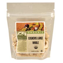 CASHEWS,OG,WHL,#180,RAW Case of 8 / 8 OZ from WoodStock Farms