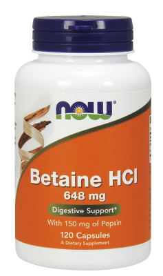 NOW: BETAINE HCl 648mg 120 caps