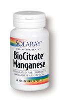 Solaray: BioCitrate Manganese 60ct 50mg