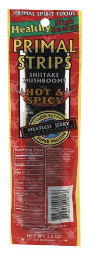 MEATLESS JERKY,HOT&SPICY Case of 24 / 1 OZ from Primal Strips