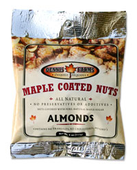 MAPLE COATED ALMONDS Case of 12 / 4 OZ from Dennis Farms