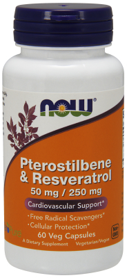 NOW: PTEROSTILBENE 50 MG And RESVERATROL 250 MG 60 VCAPS
