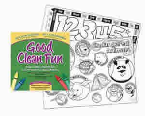 Good Clean Fun Disposable Placemats with Crayons 14 pc from FRESH BABY LLC