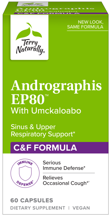 Europharma / Terry Naturally: Andrographis EP80 With Umckaloabo C&F Formula 60 Capsules