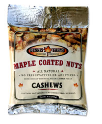 CASHEWS,MAPLE COATED Case of 12 / 4 OZ from Dennis Farms