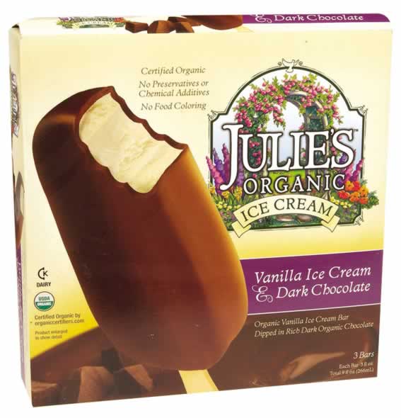 Ice crm bar,og,vanilla Case of 12 / 3 PK from Julies Organic Ice Cream