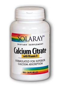 Calcium Citrate with Vitamin D 90ct 250mg from Solaray