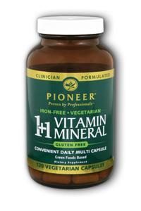 1+ Vitamin Mineral Multiple Iron Free 120 caps Vegetarian from PIONEER