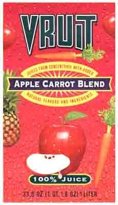 Juice,apple carrot blend Case of 12 / 32 OZ from Vruit
