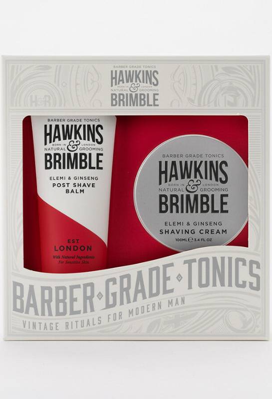 HAWKINS & BRIMBLE: Grooming Gift Set w/ Shave Cream & Post Shave Balm 2 pc