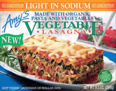LOW/SODIUM LASAGNA ORGANIC VEGETABLE Case of 12 / 9.5 OZ from AMY'S