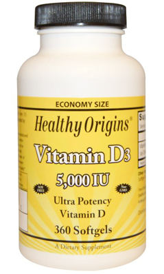 HEALTHY ORIGINS: Vitamin D3 5000 IU (Lanolin) 360 softgel