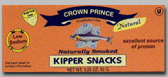 KIPPER SNACKS,LOW SODIUM Case of 24 / 3.25 OZ from Crown Prince
