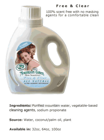 LAUNDRY DETRGNT,FR&CLR,HE Case of 8 / 32 OZ from Mountain Green