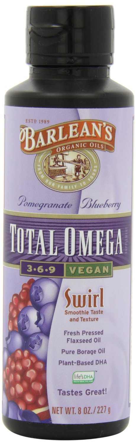 BARLEANS ESSENTIAL OILS: Pomegranate/Blueberry Total Omega Vegan Swirl 8 fl oz