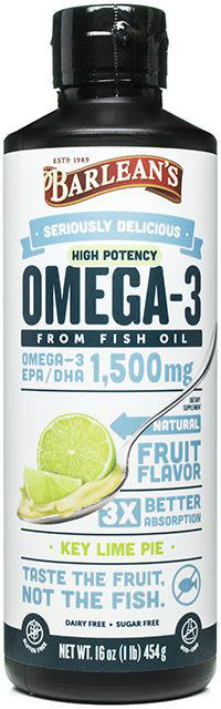BARLEANS ESSENTIAL OILS: Ultra High Potency Fish Omega Swirl Key Lime 16 oz